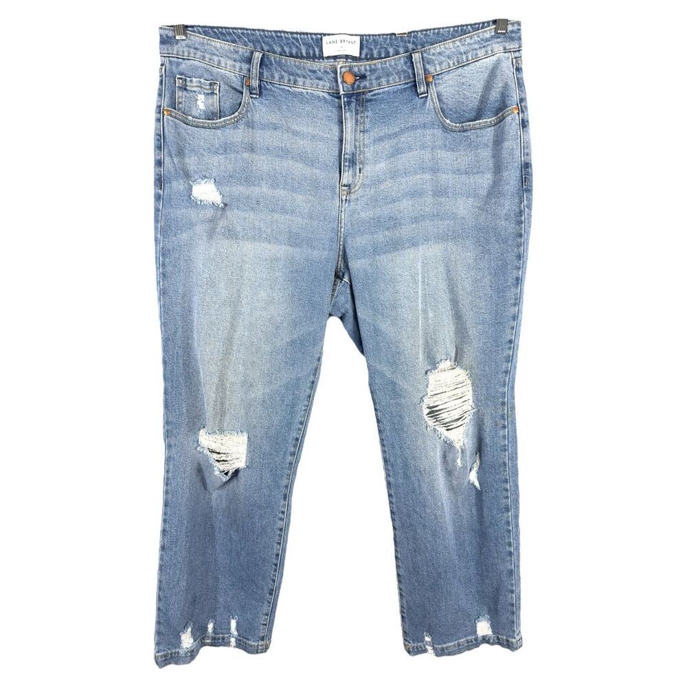Lane Bryant Plus Size 20 Jeans Blue Distressed Flex Magic Straight High Rise 697